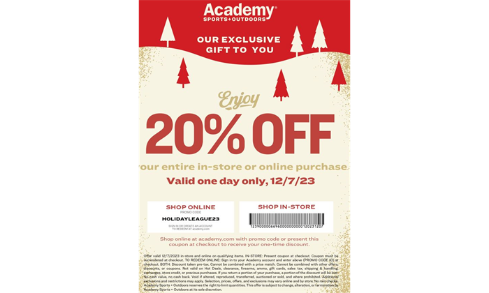 20% Off at Academy